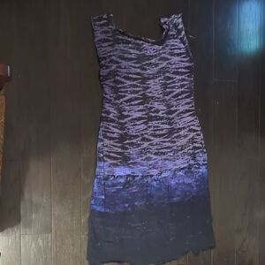 Elegant Purple and Black Patterned Dress